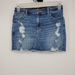 Hollister high rise distressed mini  skirt size 5 waist 27. ^